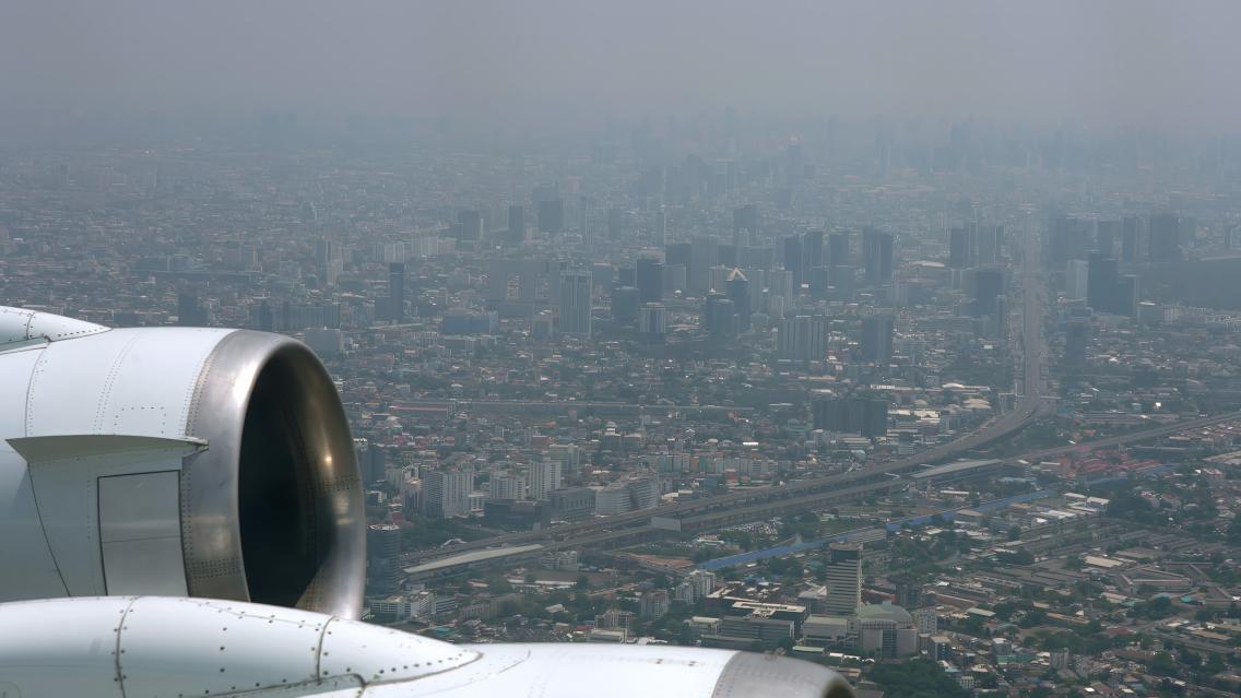 view of Bangkok from plane
