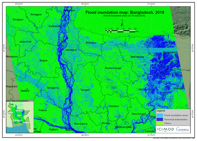 Flood Inundation Map of Bangladesh, 19 July 2019