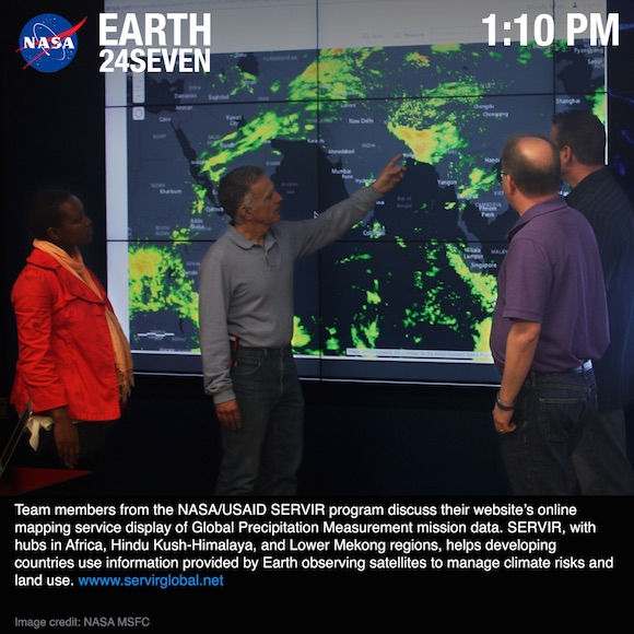 SERVIR Science Coordination Office 24Seven photo of team looking at display of GPM data
