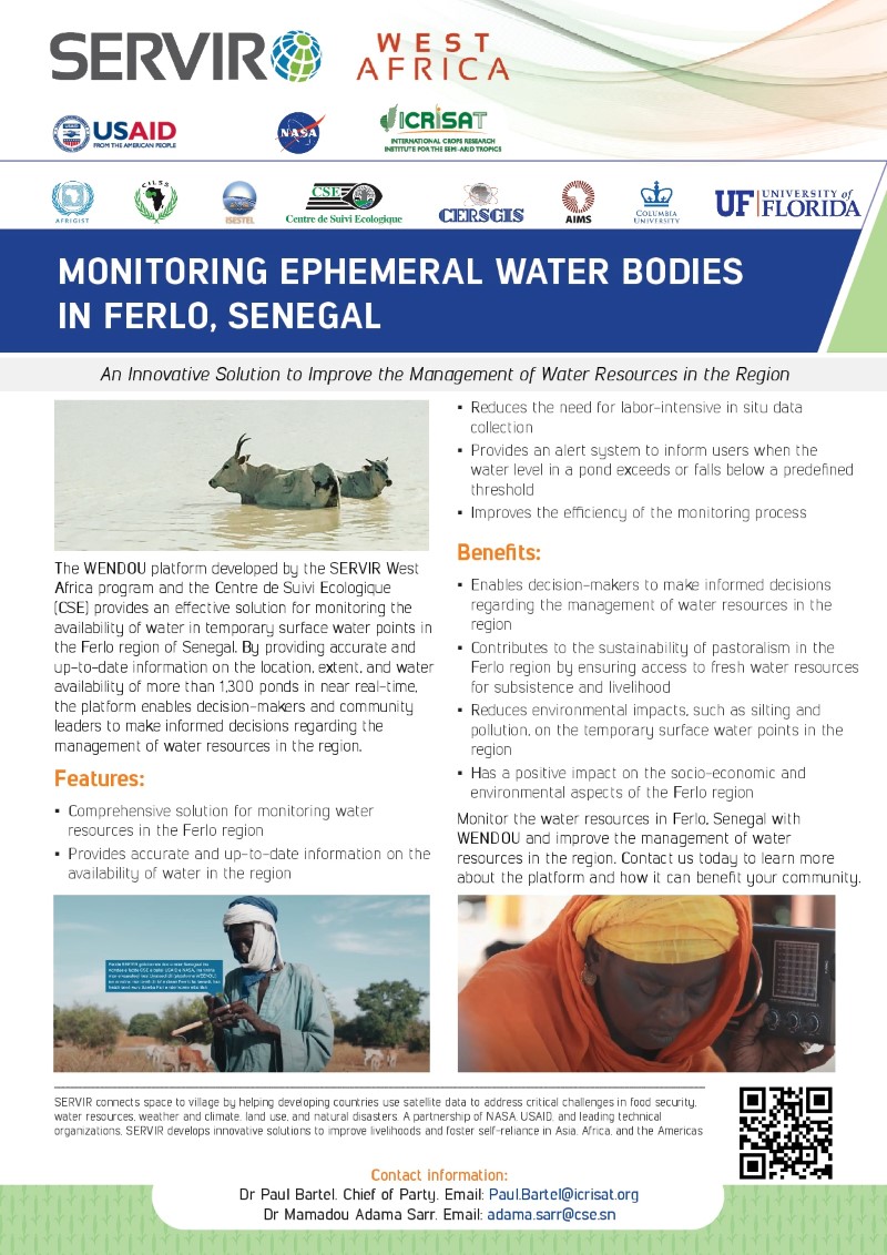 SERVIR West Africa factsheet for Monitoring Ephemeral Water Bodies