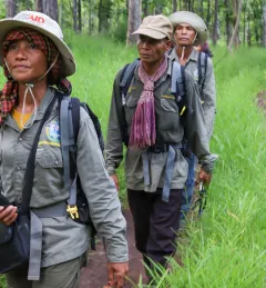 A team from the Prey Andoung Dang Phlet community protected area in Cambodia patrols the forest. Photo credit: Sina Pha/USAID Greening Prey Lahttps://flic.kr/p/2otjAxE)ng (