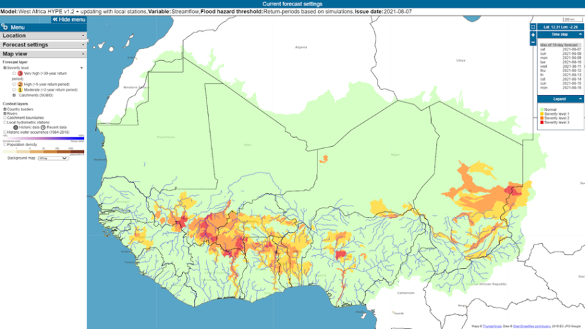 A screenshot of the FANFAR map tool of West Africa